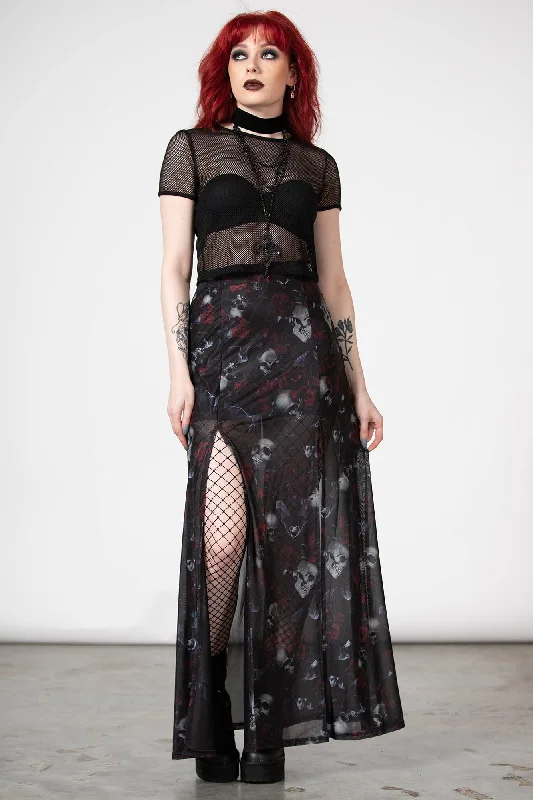 Women's Midi Length Maxi Dress-Kleadora Mesh Maxi Skirt