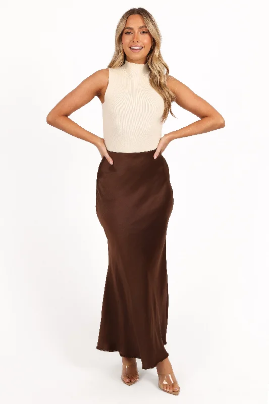 Women's Side Tie Midi Dress-Kora Midi Skirt - Brown