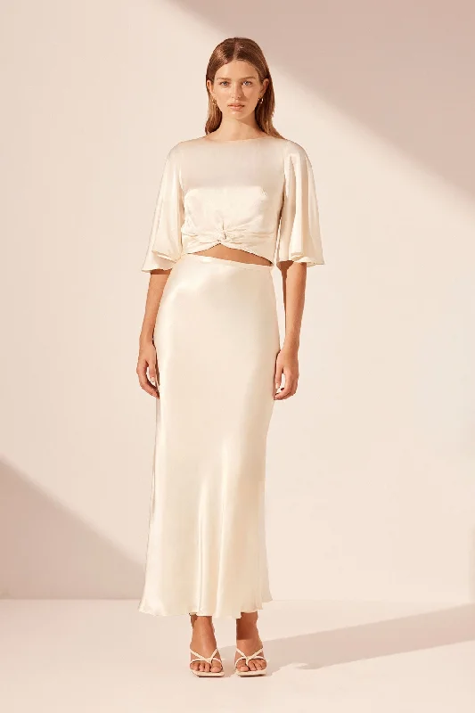 Women's Beach Chic Maxi Dress-LA LUNE BIAS MAXI SKIRT - CREAM