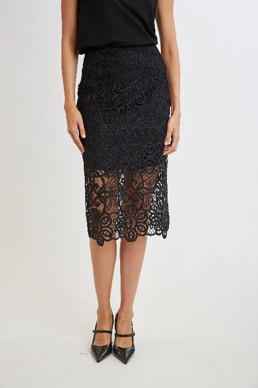 Women's Stylish Lace Midi Dress-Crochet Lace Midi Skirt