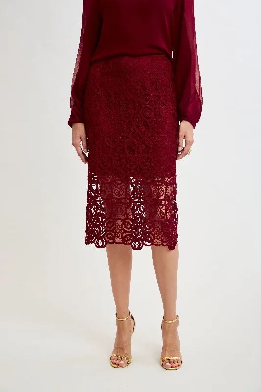 Women's Vintage Floral Midi Dress-Crochet Lace Midi Skirt