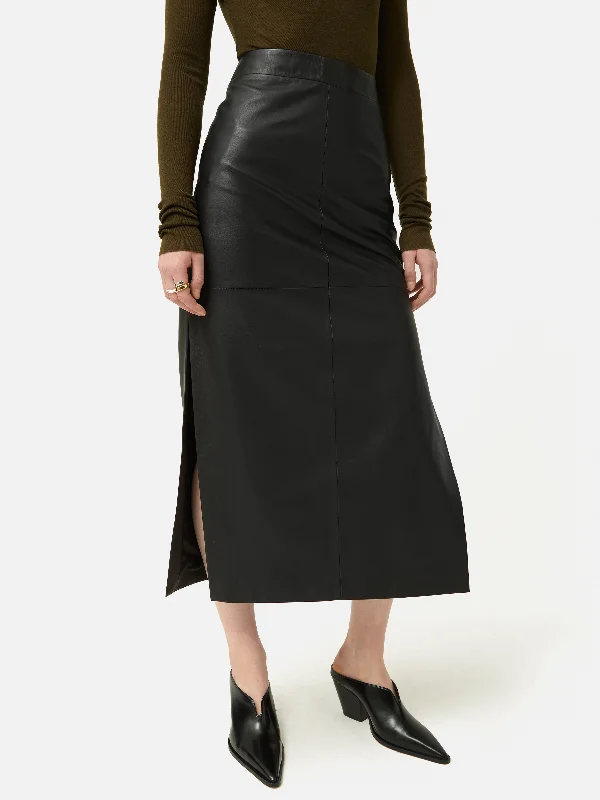 Women's Button Detail Maxi Dress-Leather Maxi Skirt | Black