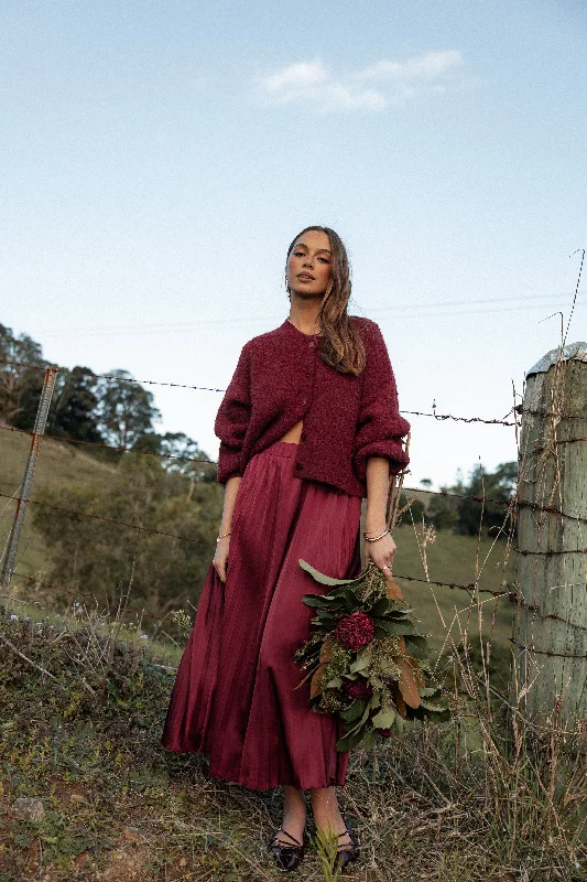Women's Vintage Maxi Dress-Lysandra Maxi Skirt - Burgundy