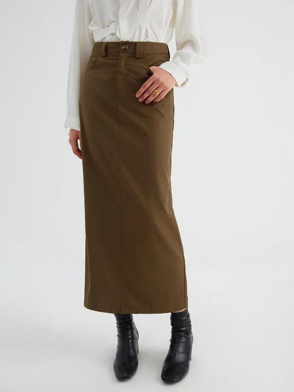 Women's Bohemian Maxi Dress-BerryBetty - Maples Slit Maxi Skirt