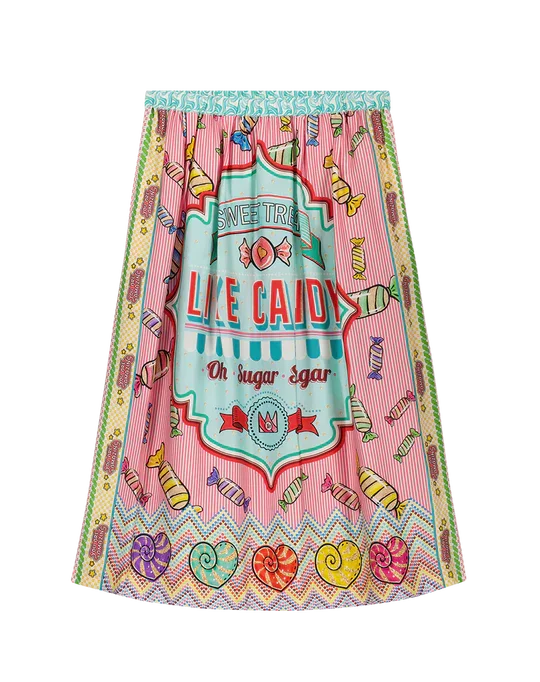 Women's Off-shoulder Midi Dress-ME Vanessa candy printed midi skirt