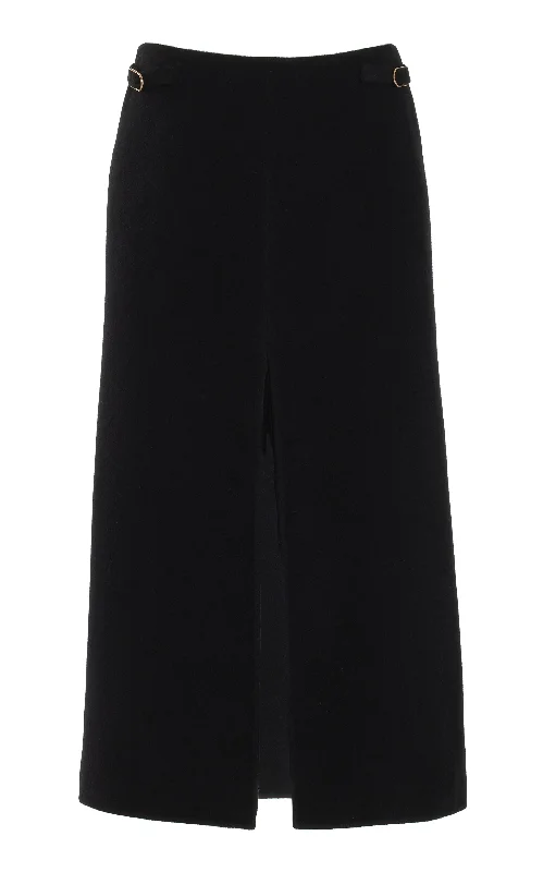 Women's Sleeveless T-shirt Midi Dress-Morelos Midi Skirt in Black Double-Face Recycled Cashmere Women's Sleeveless T-shirt Midi Dress-Morelos Midi Skirt in Black Double-Face Recycled Cashmere