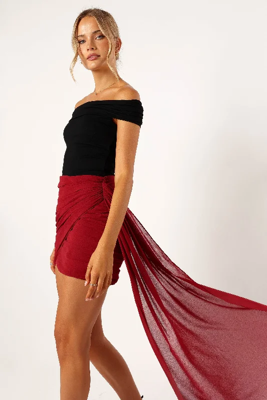 Women's Button-down Sleeveless Mini Dress-Night Lover Mini Skirt - Merlot