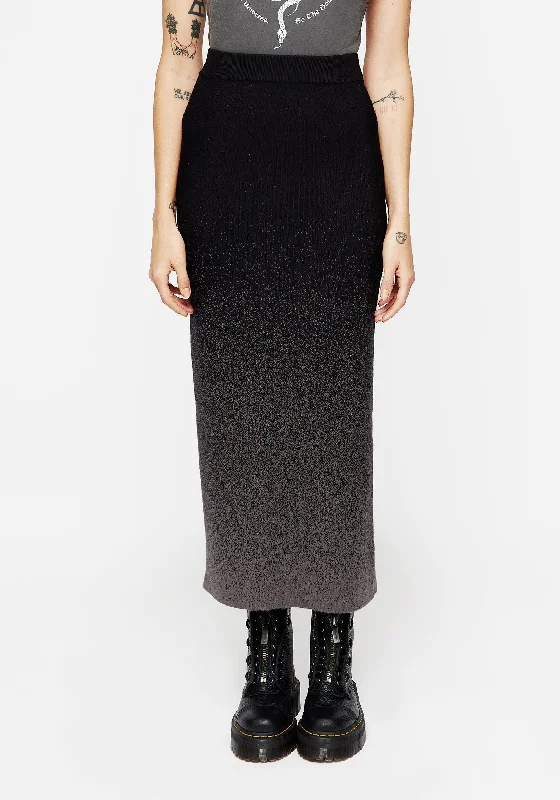 Women's Classic V-neck Maxi Dress-Nightjar Ombre Knit Mermaid Maxi Skirt