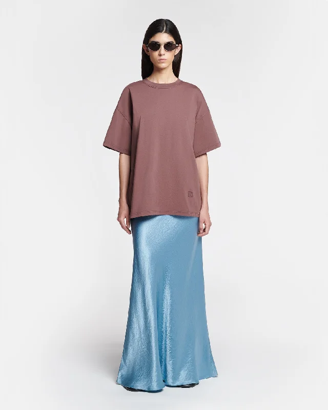 Women's Midi Dress with Spaghetti Straps-Fea - Crinkled-Satin Midi Skirt - Aqua