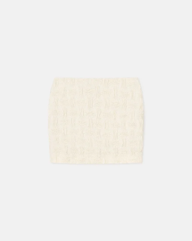 Women's Swing Style Mini Dress-Lyle - Seersucker Tech Linen Mini Skirt - Creme