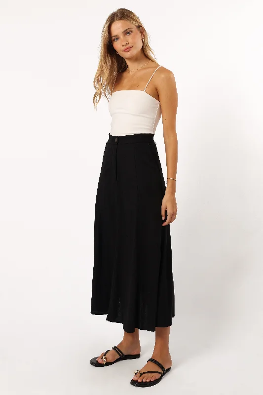 Women's Strap Detail Floral Maxi Dress-Odetta Maxi Skirt - Black