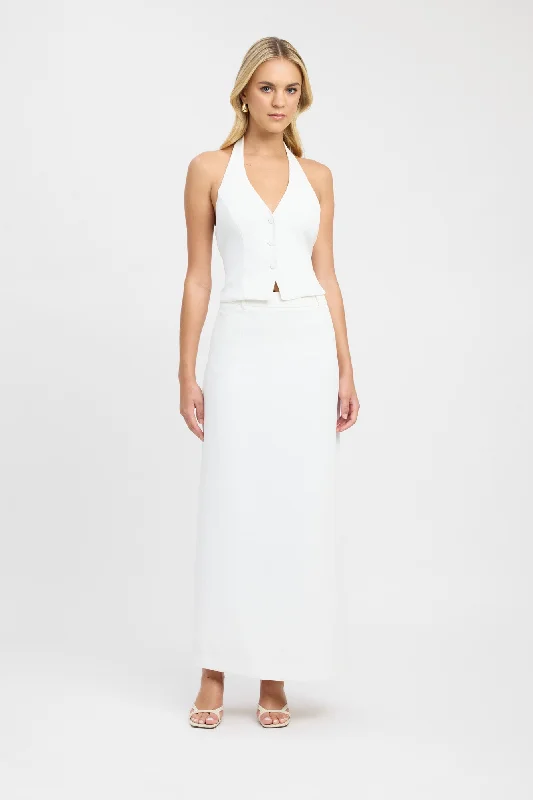 Women's Embroidered Midi Dress-Oyster Midi Skirt