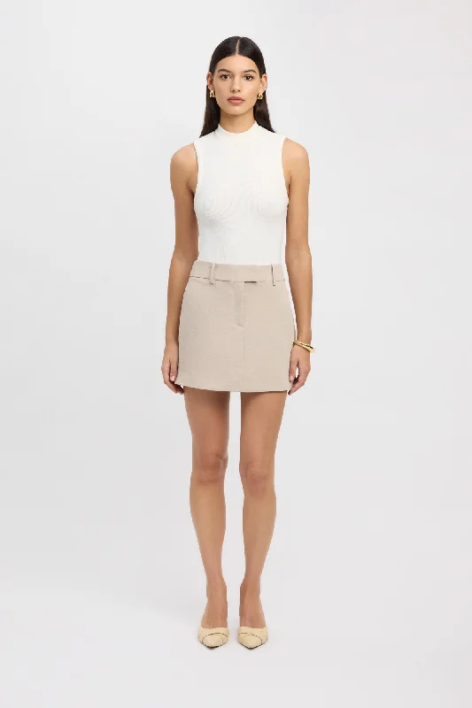 Women's Laced-up Mini Dress-Oyster Staple Mini Skirt