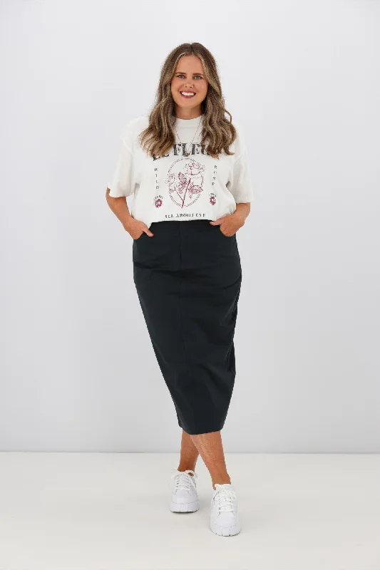 Women's Satin Strap Maxi Dress-PQ Collection Audrey Maxi Skirt Charcoal