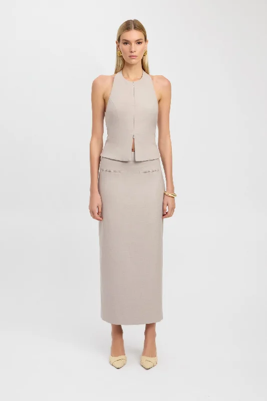 Women's Button-up Sheath Midi Dress-Raine Core Midi Skirt