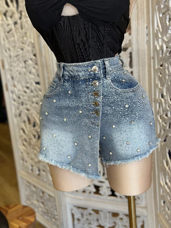 Women's Zippered A-line Mini Dress-Rhinestone Mini Skort-No Estira , Not Stretchy