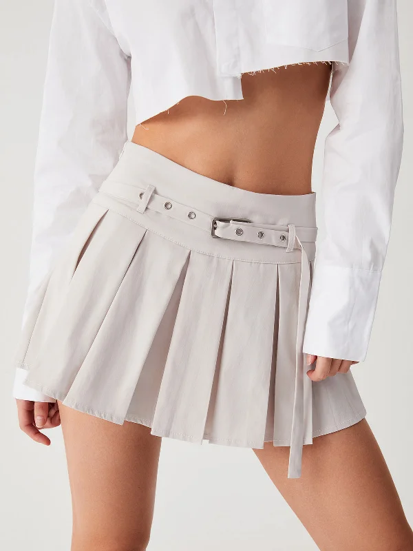 Women's Strapless Fit-and-Flare Mini Dress-BerryBetty - Runway Belted Pleat Mini Skirt