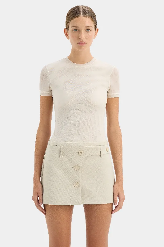 Women's Retro Floral Mini Dress-Sandrine Button Mini Skirt