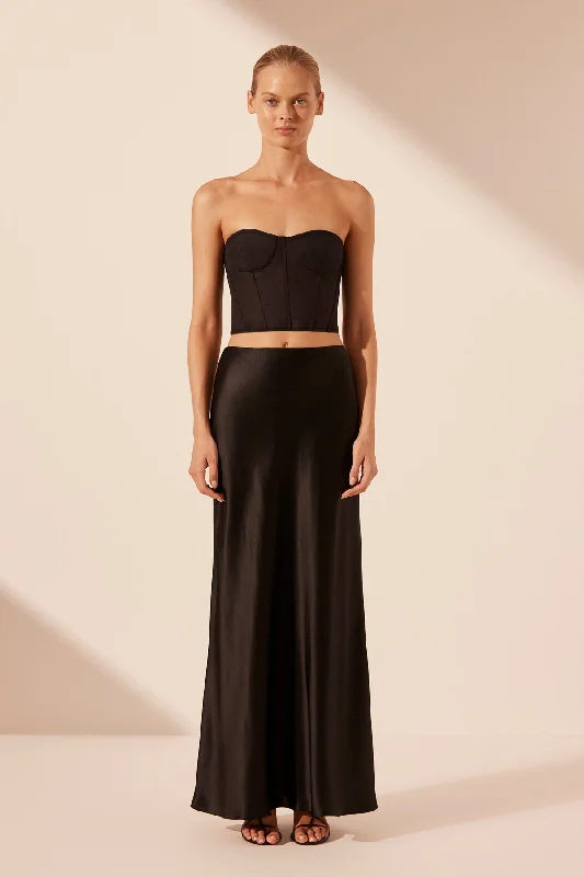 Women's All-Black Maxi Dress-SAVANNA MAXI SKIRT - BLACK