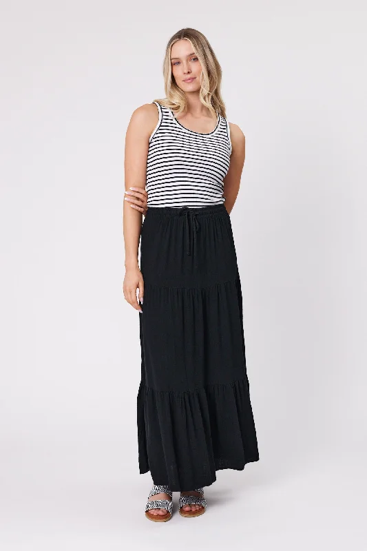Women's Mesh Maxi Dress-Shine On Essentials Maxi Skirt Black