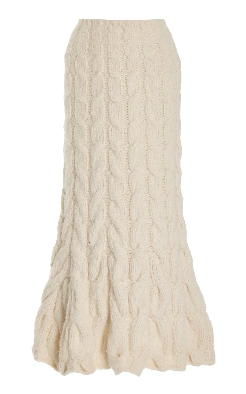 Women's Pleated Floral Maxi Dress-Sienna Knit Maxi Skirt in Ivory Welfat Cashmere