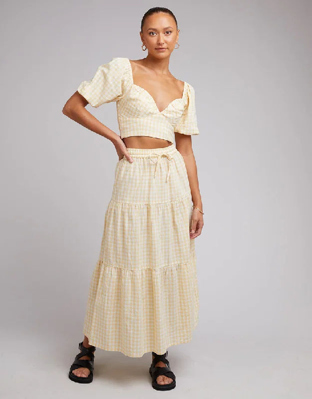 Women's Fitted Strappy Maxi Dress-Silent Theory Bailey Maxi Skirt Lemon