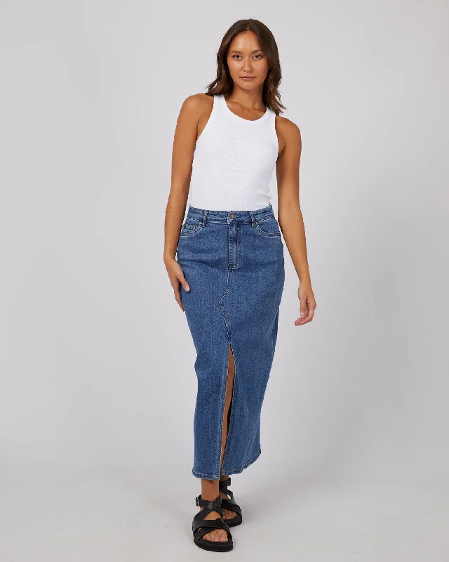 Women's Spaghetti Strap Maxi Dress-Silent Theory Eva Comfort Maxi Skirt Blue