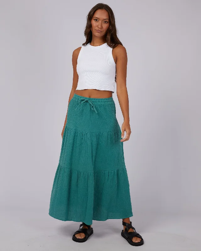 Women's Wrap Belted Maxi Dress-Silent Theory Mahlia Maxi Skirt Green