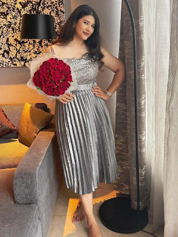 Women's Modest Midi Dress-Pleated Midi Skirt