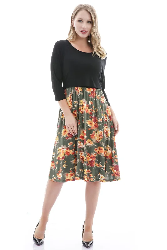 Maternity Dresses with Knit Fabric -Smallshow 3/4 Sleeve Floral Maternity Nursing Dress Maternity Dresses with Knit Fabric -Smallshow 3/4 Sleeve Floral Maternity Nursing Dress