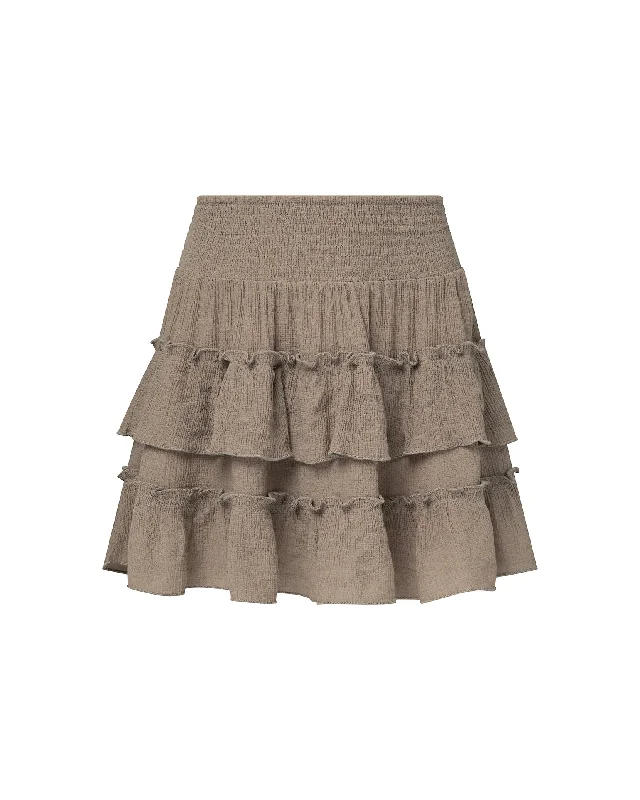 Women's Colorblock A-line Mini Dress-Smocked Ruffle Mini Skirt