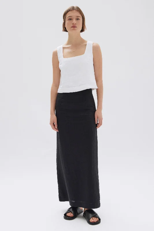 Women's A-line Chiffon Maxi Dress-Solis Linen Maxi Skirt