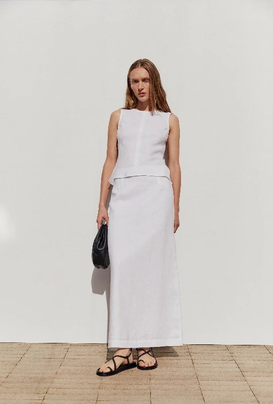 Women's Maxi Dress with Bohemian Print-Solis Linen Maxi Skirt