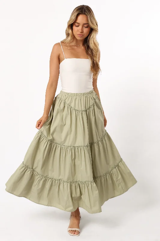 Women's Casual Short Sleeve Midi Dress-Somerset Midi Skirt - Pistachio