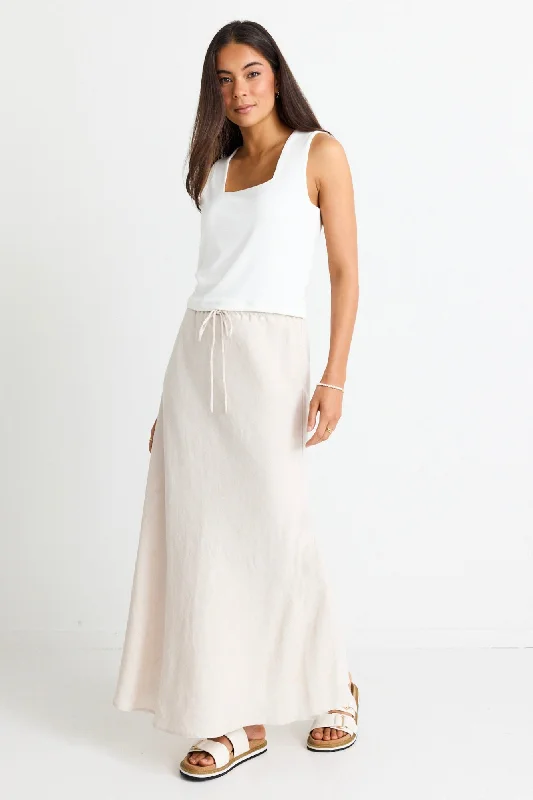 Women's Tie-back Maxi Dress-Summit Natural Tie Waist Bias Maxi Skirt