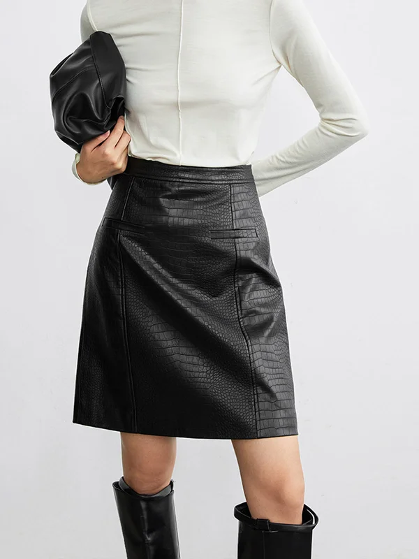 Women's Polka Dot Puff Sleeve Mini Dress-BerryBetty - Textured Leather Mini Skirt