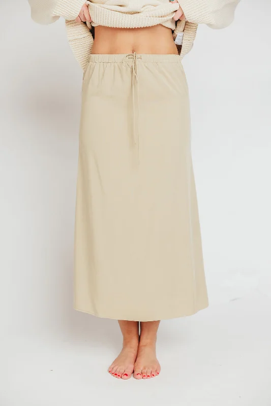 Women's A-line Lace Maxi Dress-The Talia Maxi Skirt in Khaki