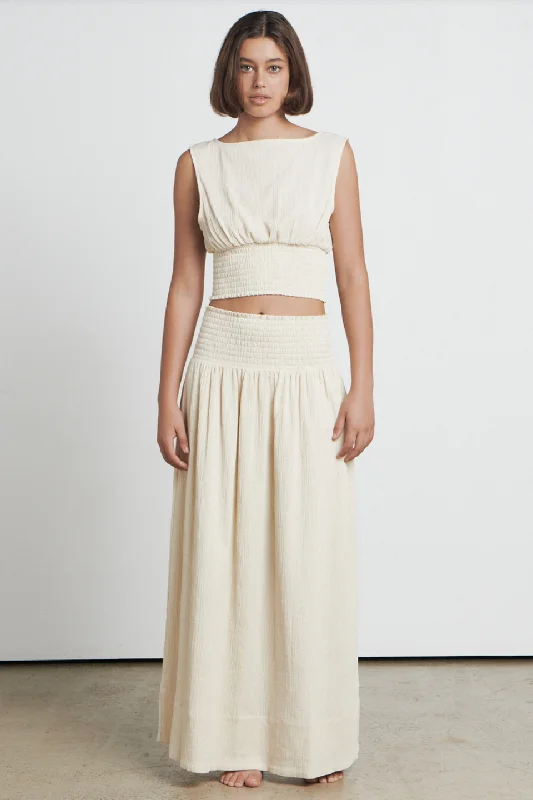 Women's Sheer Chiffon Maxi Dress-The Crinkle Cream Maxi Skirt