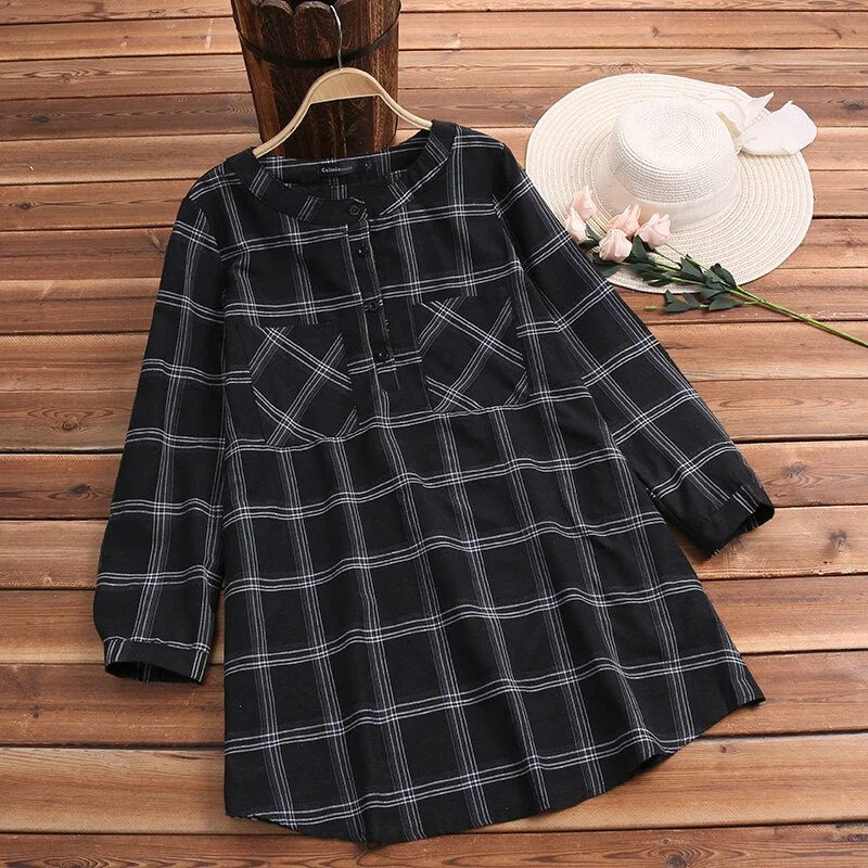 Women's Belted Summer Shirt Dress-2019 Autumn Winter Women Plaid Shift Dress Casual Long Sleeve Fashion Check Elegant Mini Shirt Dresses Ladies Outwear Vestidos