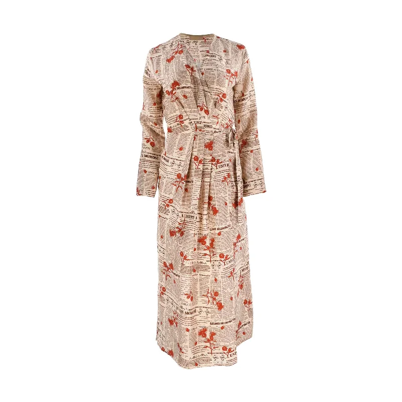 Women's Open Back Maxi Dress-Momoni Women's Logo Print Wrap Maxi Dress
