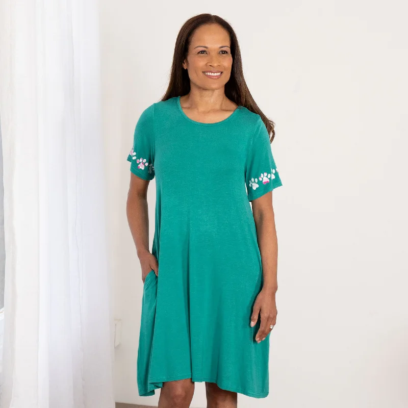 Black Shirt Dress-Celebration Paws T-Shirt Dress