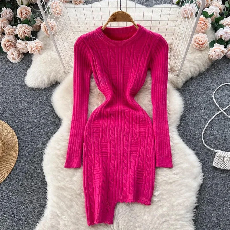 Women's Black Bodycon Dress for Night Out -Aaron Knitted Bodycon Dress