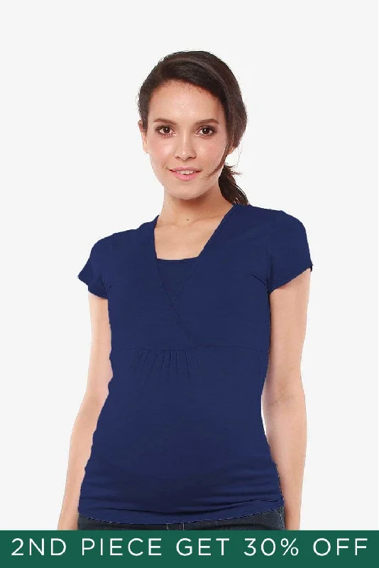 Women's Longline Top -Adeline Nursing Top Navy