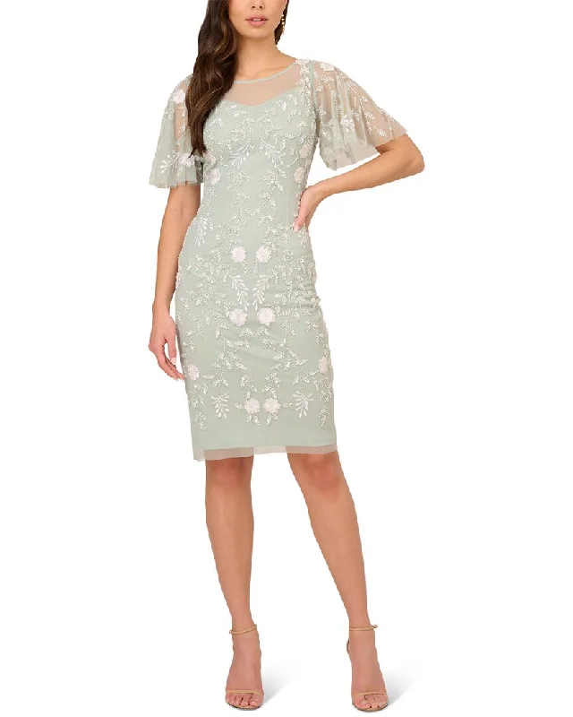 Elegant Shirt Dress-Adrianna Papell Beaded Short Dress