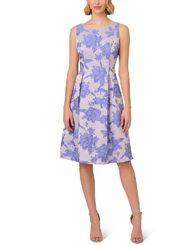 Party Shirt Dress-Adrianna Papell Sleeveless Printed Jacquard Short Dress
