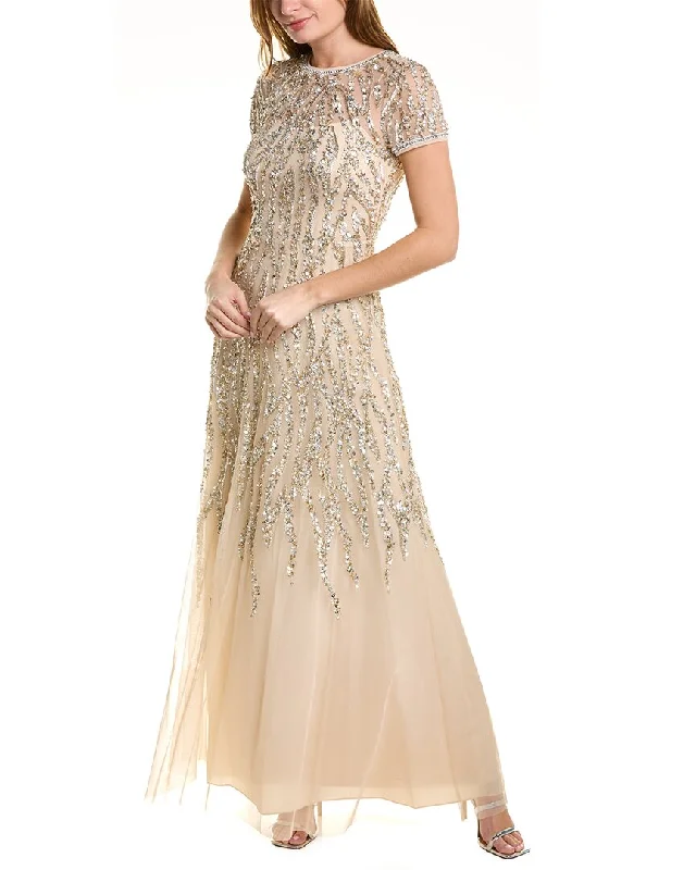 Simple Red Party Dress for Bold Statement -Aidan Mattox Beaded Ball Gown