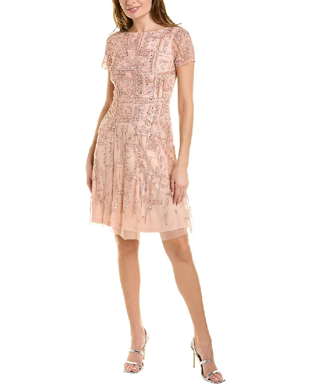 Satin Off-Shoulder Party Dress for Evening Glam -Aidan Mattox Beaded Cocktail Dress Satin Off-Shoulder Party Dress for Evening Glam -Aidan Mattox Beaded Cocktail Dress