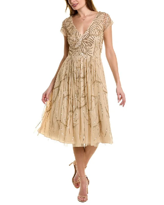 Yellow Sequin Party Dress for Festive Vibe -Aidan Mattox Beaded Cocktail Dress