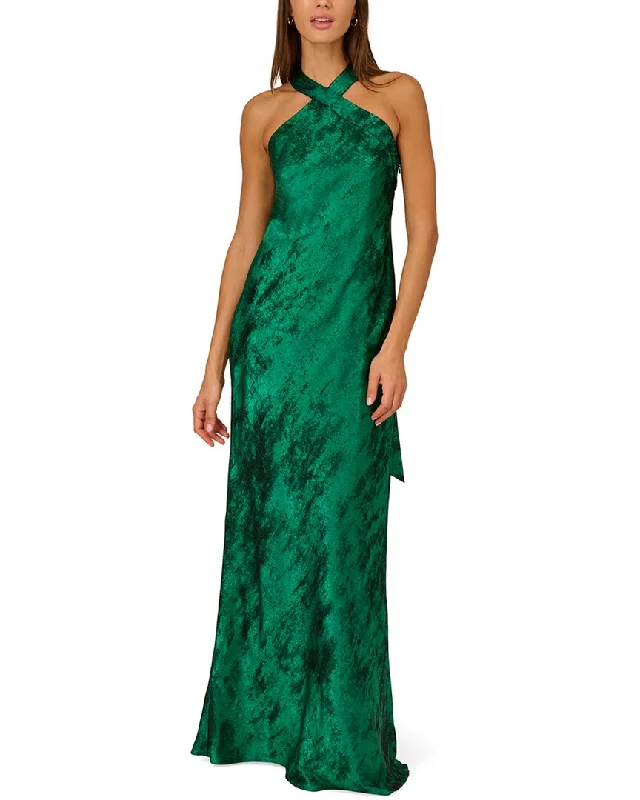 Tuxedo Party Dress for Formal Dinner -Aidan Mattox Halter Mermaid Gown