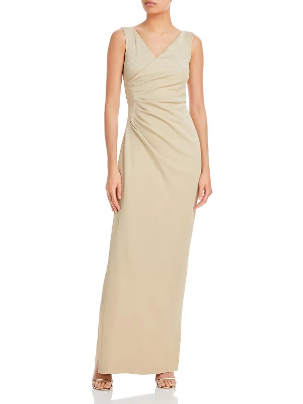 Long-Sleeve Velvet Party Dress for Winter Night -Aliki Womens Shimmer Maxi Evening Dress